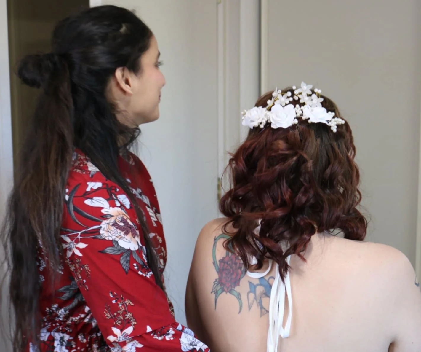 Wedding morning hair and makeup moment