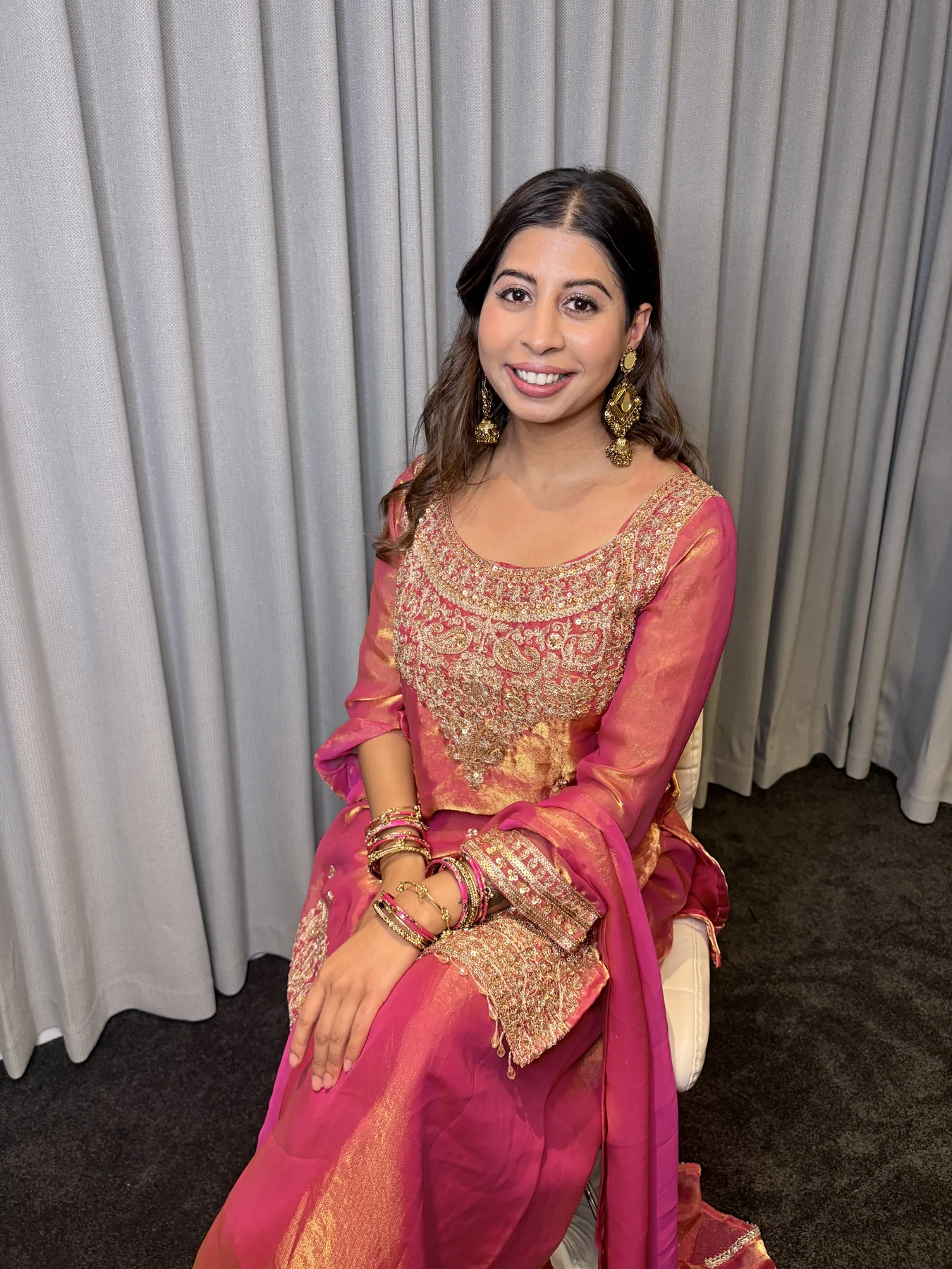 Pink and gold bridal makeup look